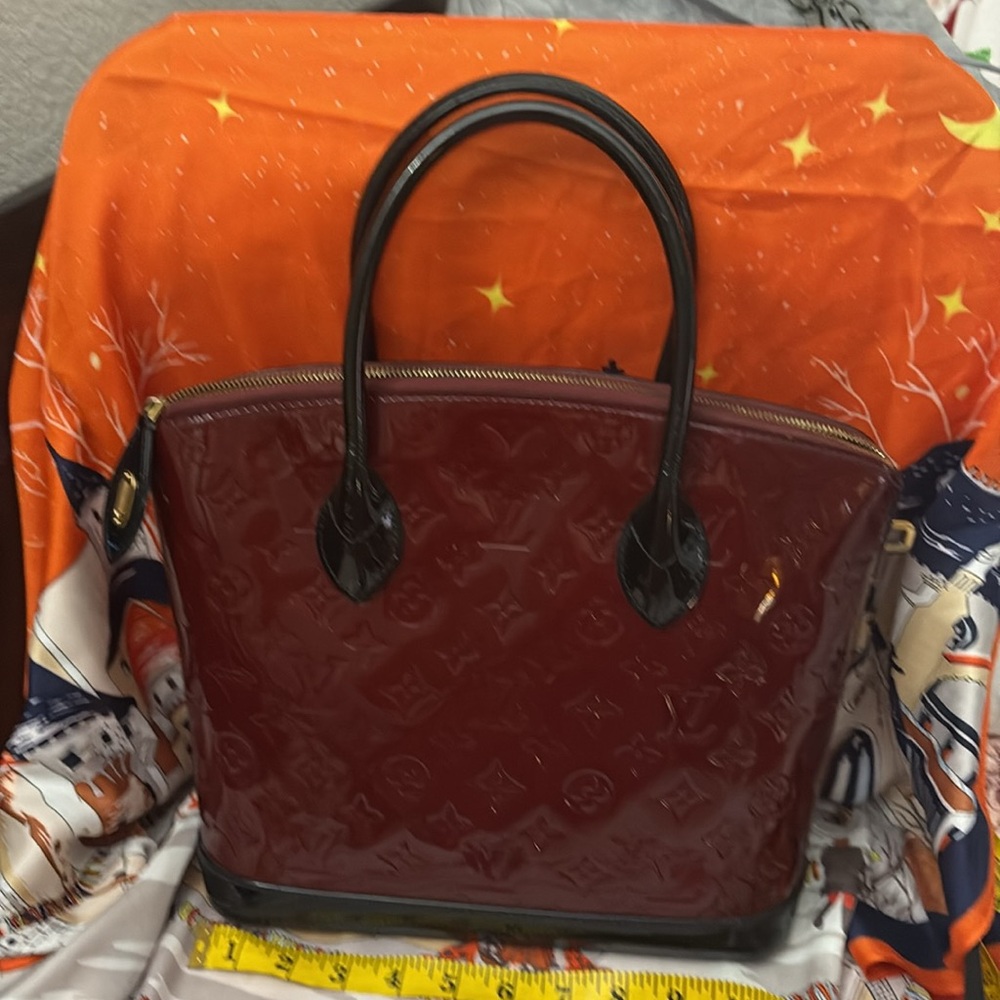 Louis Vuitton Burgundy and Black Patent Leather Satchel - Picture 9 of 11